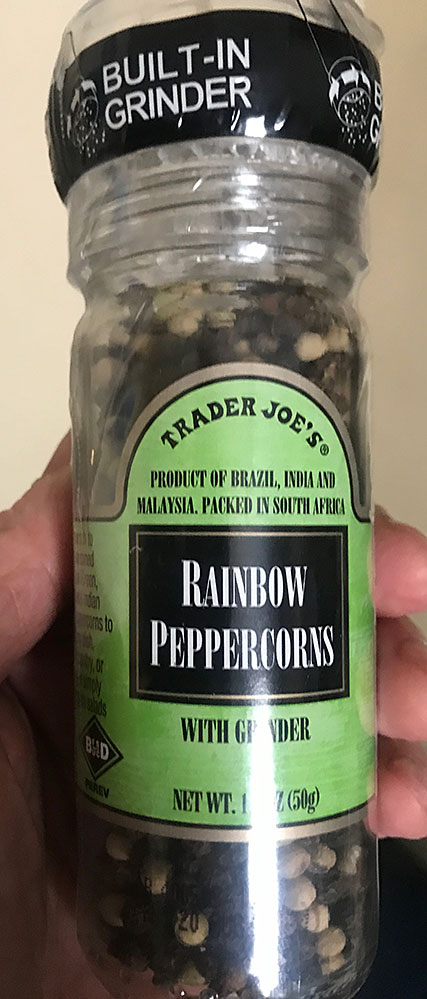 TJ's RAINBOW PEPPERCORNS in spice grinder